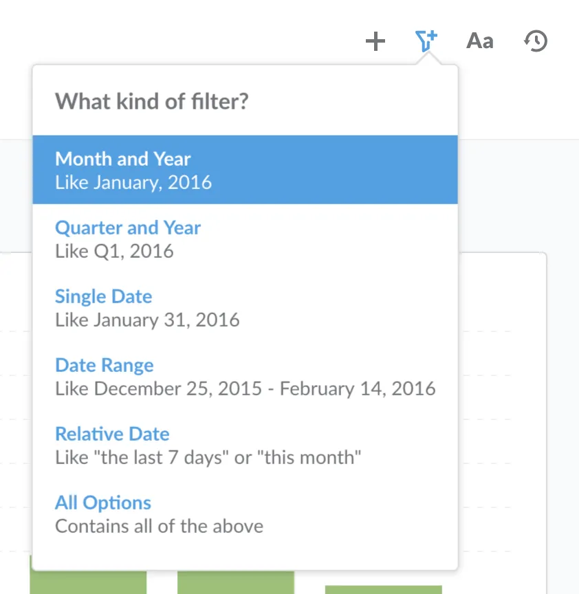 Choose filter type